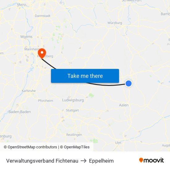 Verwaltungsverband Fichtenau to Eppelheim map