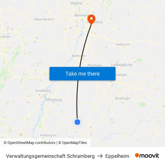 Verwaltungsgemeinschaft Schramberg to Eppelheim map