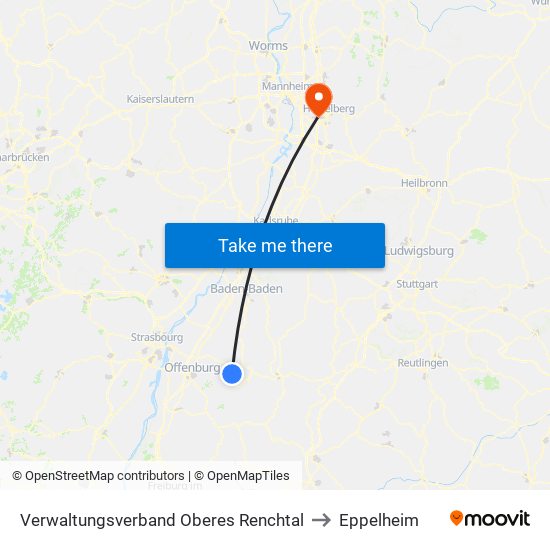 Verwaltungsverband Oberes Renchtal to Eppelheim map