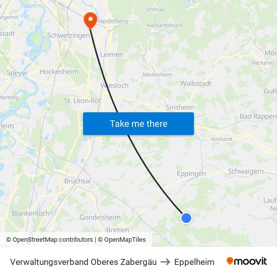 Verwaltungsverband Oberes Zabergäu to Eppelheim map