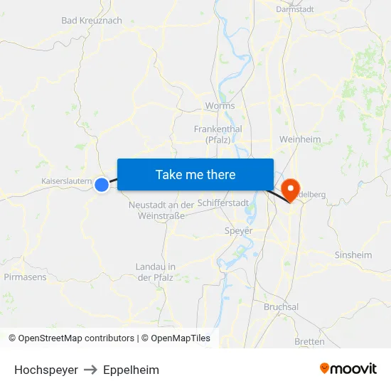 Hochspeyer to Eppelheim map