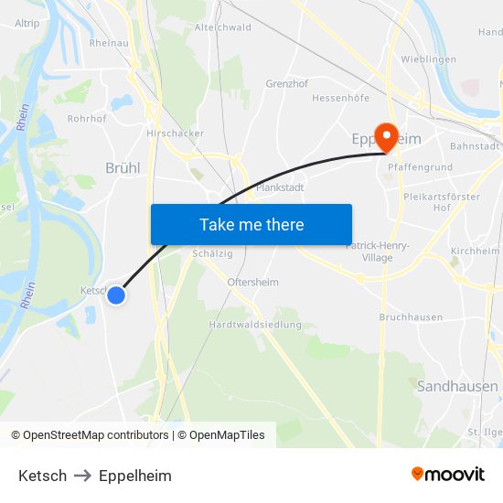 Ketsch to Eppelheim map