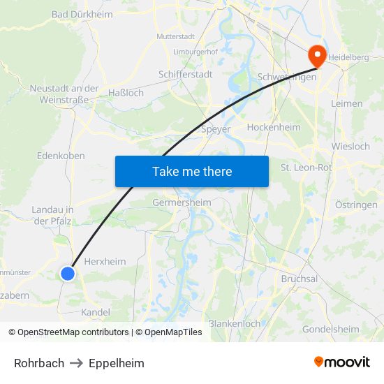 Rohrbach to Eppelheim map