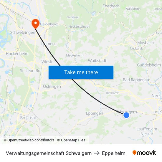 Verwaltungsgemeinschaft Schwaigern to Eppelheim map