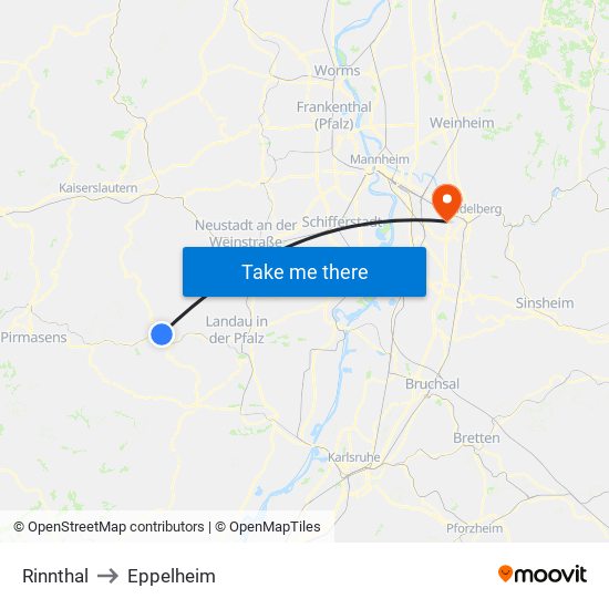 Rinnthal to Eppelheim map