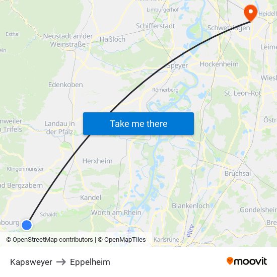 Kapsweyer to Eppelheim map