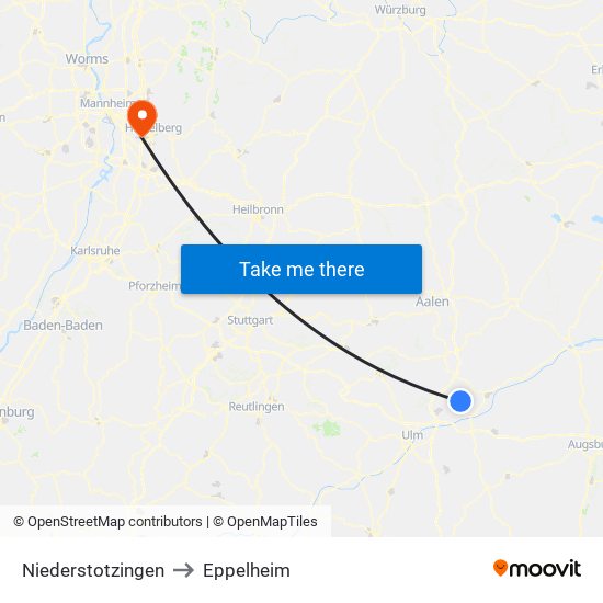 Niederstotzingen to Eppelheim map