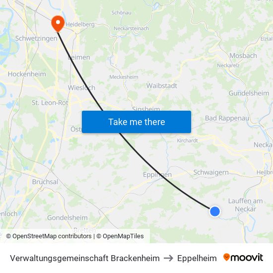 Verwaltungsgemeinschaft Brackenheim to Eppelheim map