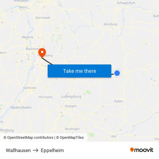 Wallhausen to Eppelheim map