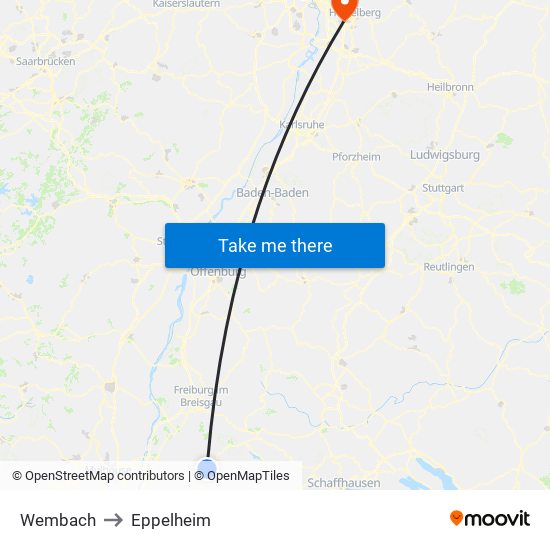 Wembach to Eppelheim map