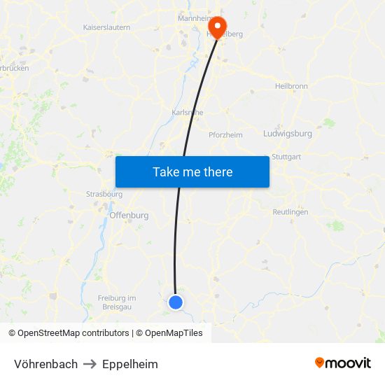 Vöhrenbach to Eppelheim map