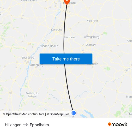 Hilzingen to Eppelheim map