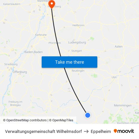 Verwaltungsgemeinschaft Wilhelmsdorf to Eppelheim map