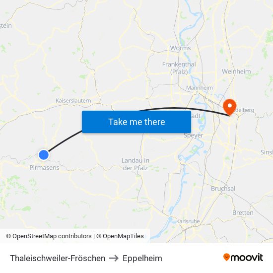 Thaleischweiler-Fröschen to Eppelheim map