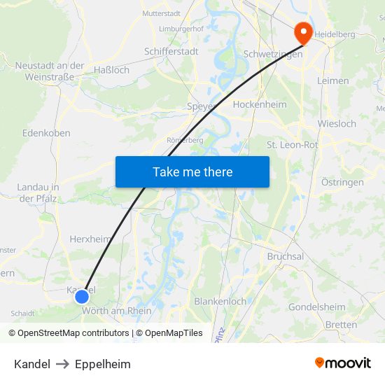 Kandel to Eppelheim map
