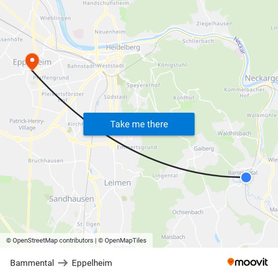Bammental to Eppelheim map