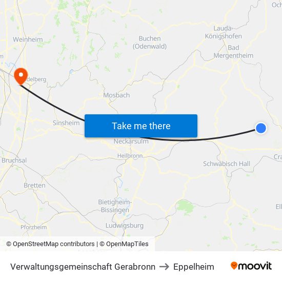 Verwaltungsgemeinschaft Gerabronn to Eppelheim map