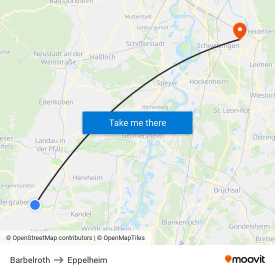 Barbelroth to Eppelheim map