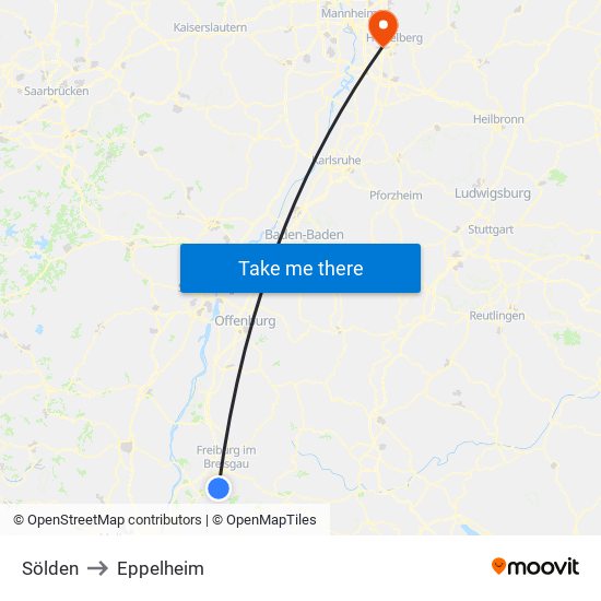 Sölden to Eppelheim map