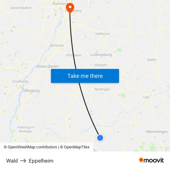 Wald to Eppelheim map