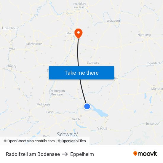 Radolfzell am Bodensee to Eppelheim map