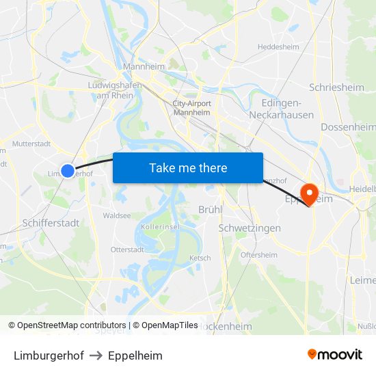 Limburgerhof to Eppelheim map