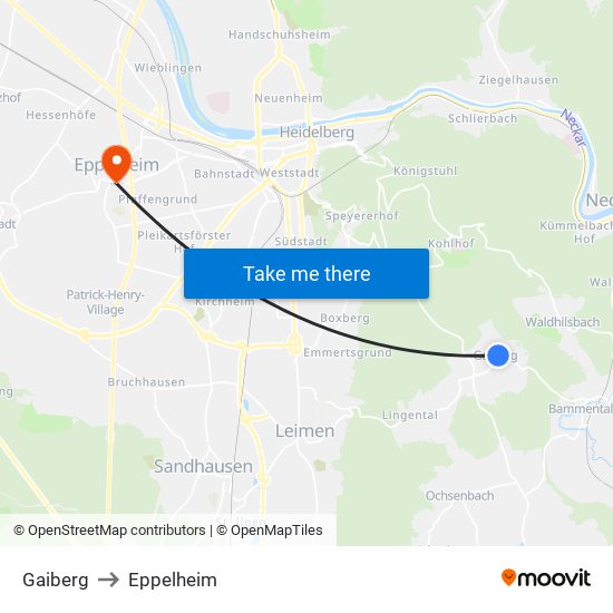 Gaiberg to Eppelheim map