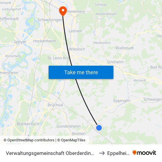 Verwaltungsgemeinschaft Oberderdingen to Eppelheim map