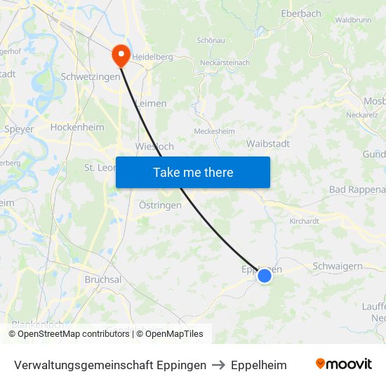 Verwaltungsgemeinschaft Eppingen to Eppelheim map