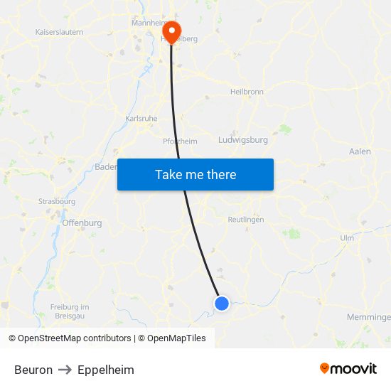 Beuron to Eppelheim map