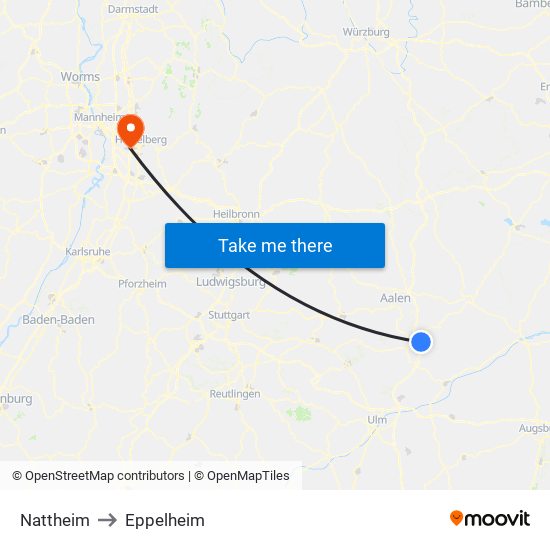 Nattheim to Eppelheim map