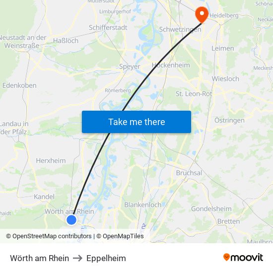 Wörth am Rhein to Eppelheim map