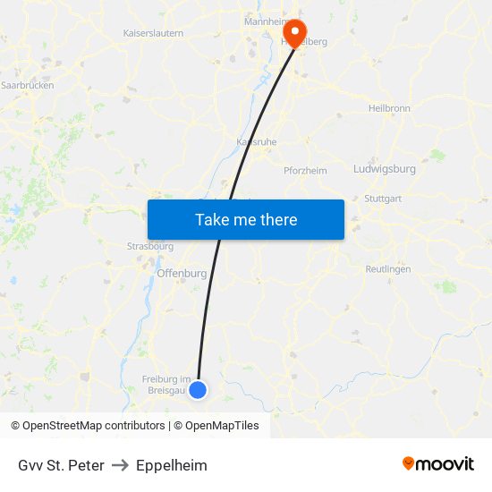 Gvv St. Peter to Eppelheim map