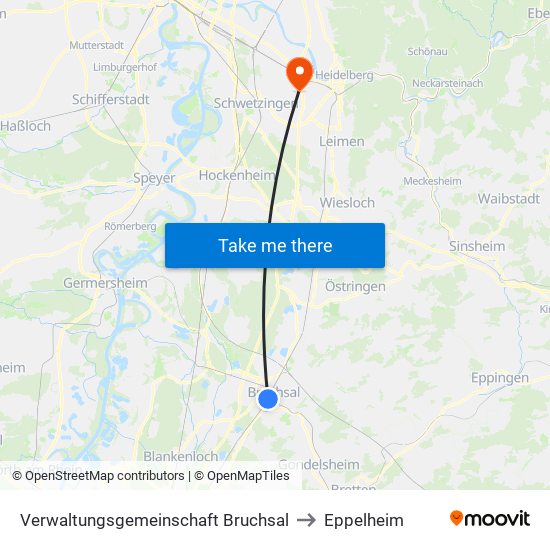 Verwaltungsgemeinschaft Bruchsal to Eppelheim map