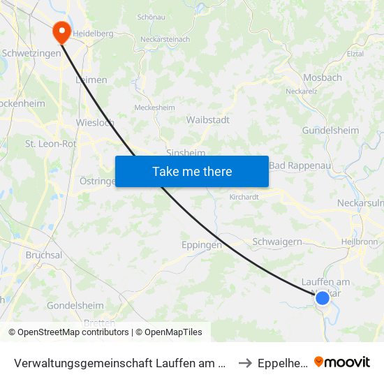 Verwaltungsgemeinschaft Lauffen am Neckar to Eppelheim map