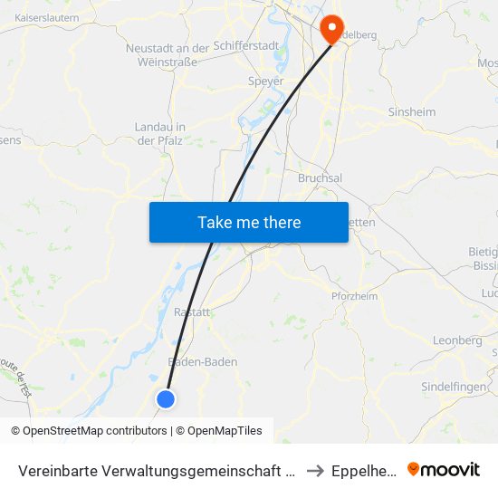 Vereinbarte Verwaltungsgemeinschaft Bühl to Eppelheim map