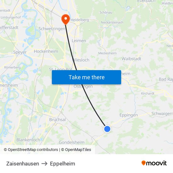 Zaisenhausen to Eppelheim map