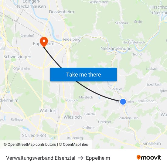 Verwaltungsverband Elsenztal to Eppelheim map