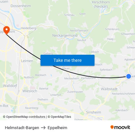 Helmstadt-Bargen to Eppelheim map