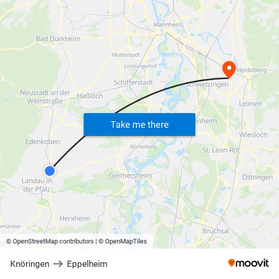 Knöringen to Eppelheim map