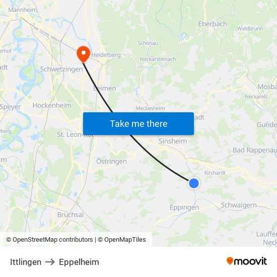 Ittlingen to Eppelheim map