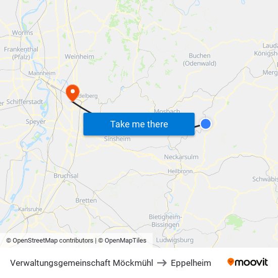 Verwaltungsgemeinschaft Möckmühl to Eppelheim map