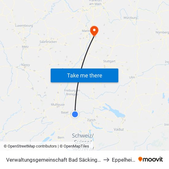 Verwaltungsgemeinschaft Bad Säckingen to Eppelheim map