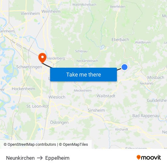 Neunkirchen to Eppelheim map