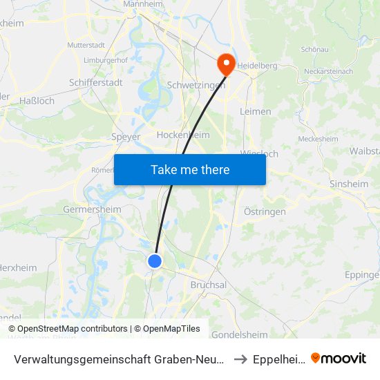 Verwaltungsgemeinschaft Graben-Neudorf to Eppelheim map