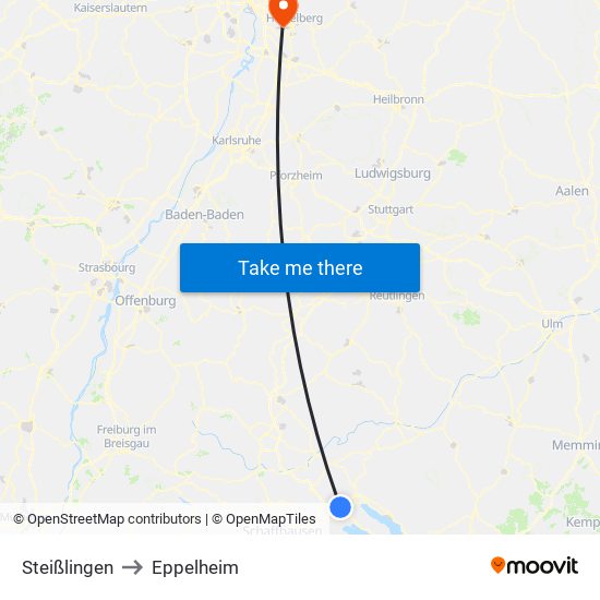Steißlingen to Eppelheim map