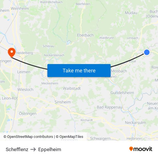 Schefflenz to Eppelheim map