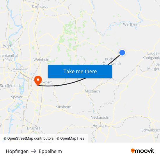 Höpfingen to Eppelheim map