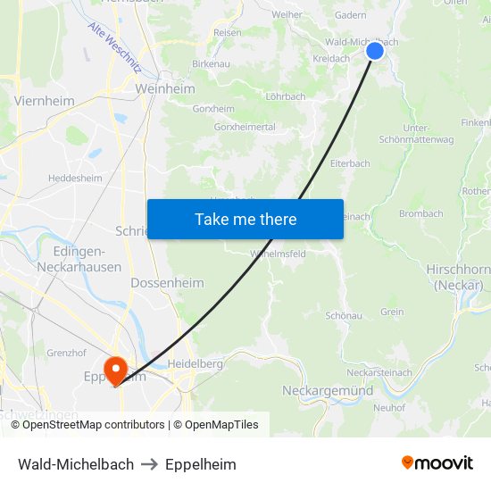 Wald-Michelbach to Eppelheim map