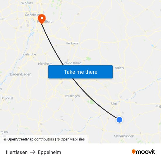 Illertissen to Eppelheim map